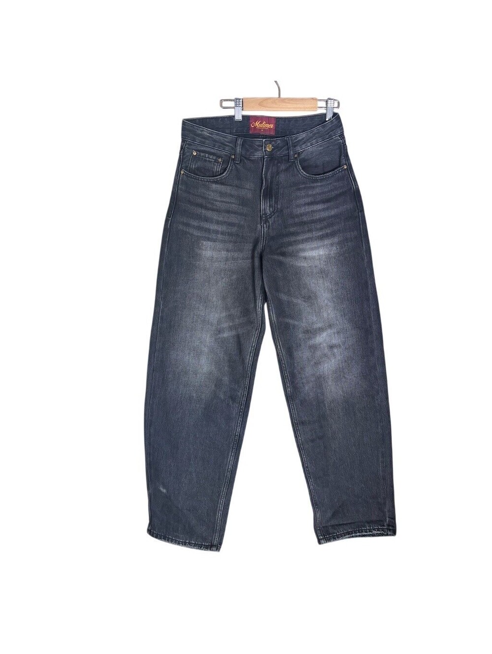 Mutimer Jeans Mens 32x38 Black Dark Wash Baggy Wide-Leg Relaxed Fit